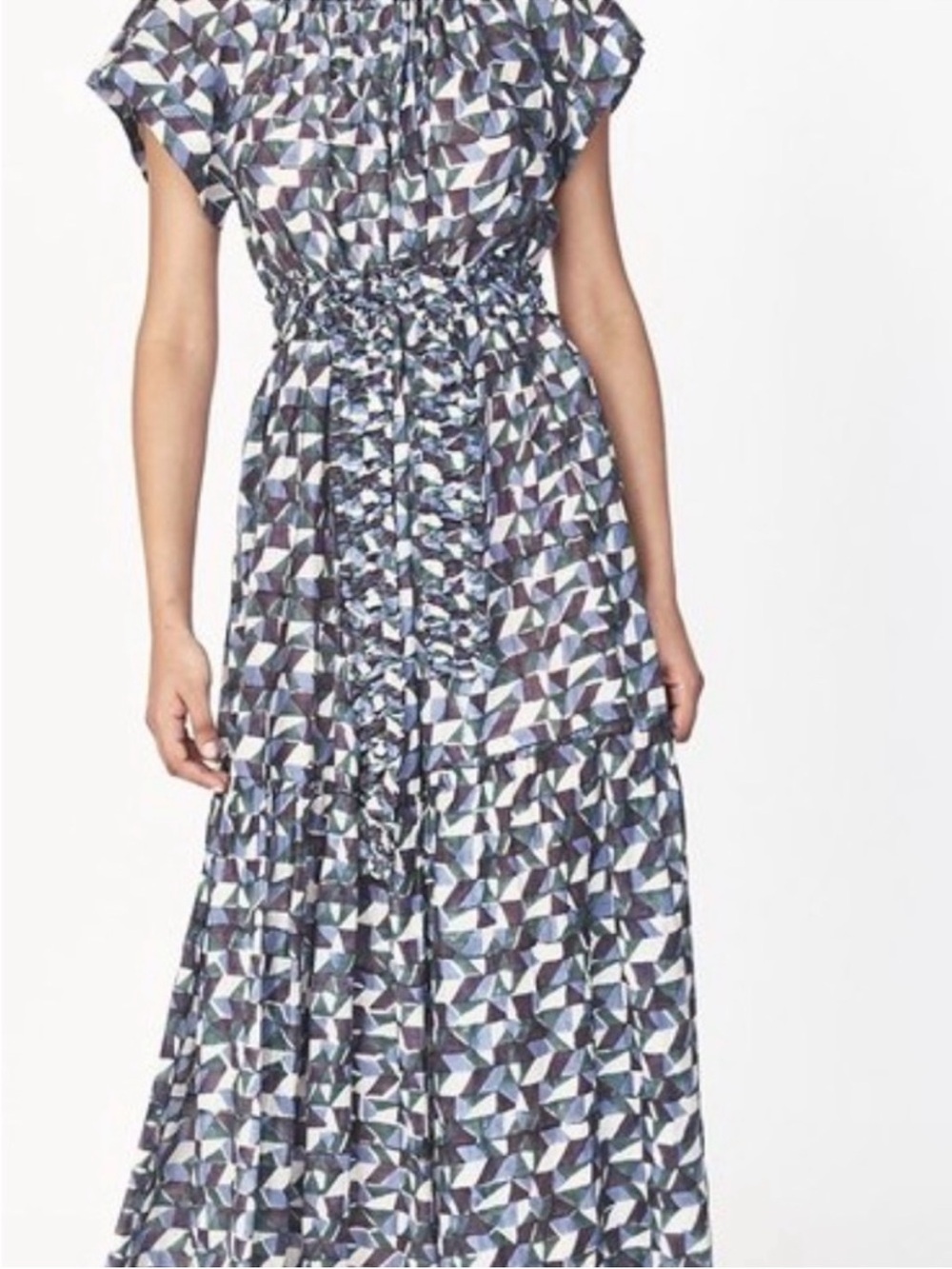 Geometric Print Maxi Dress - Blue Multi
